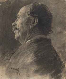 Josef Prints: Study for a portrait of a man with a mustache, 1893. Creator: Jozef Hanula