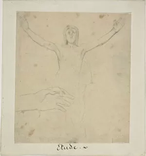 Hand Collection: Study for Resurrection, c. 1855. Creator: Jules Elie Delaunay