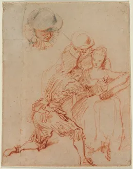 Jean Antoine Watteau French Prints: Study for The Romancer (Le Conteur), c. 1716. Creator: Jean Antoine Watteau (French