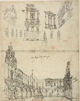City Of London England Gallery: Study for The Royal Exchange, from Microcosm of London, c. 1809
