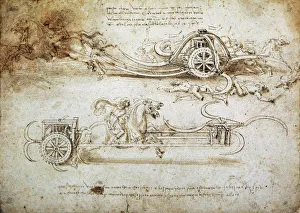 Turin Prints: Study of a scythed chariot