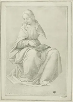 Maiden Prints: Study for Seated Figure of a Woman (Maiden), n.d. Creator: Ferdinand Piloty