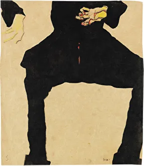 Schiele Prints: Study of a Seated Man (Max Oppenheimer), 1910. Creator: Schiele, Egon (1890-1918)