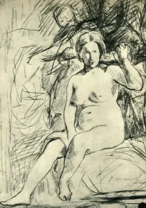 Brushing Prints: Study of a Seated Nude ( La Toilette ), 1858-1860, (1943). Creator: Edouard Manet