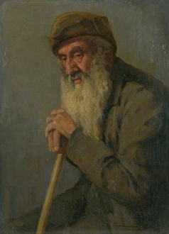 Cordak Prints: Study of a Seated Old Man, 1890-1910. Creator: Ludovit Cordak