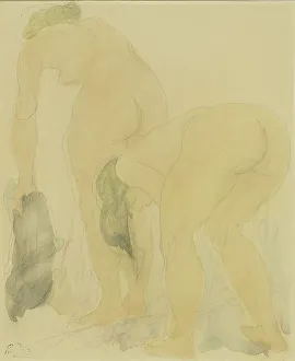 Bottom Prints: Study sheet with two naked women, seen from the back, 1850-1917. Creator: Auguste Rodin