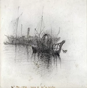 John Ruskin Collection: Study of Shipping, 1876. Artist: John Ruskin