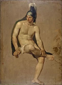 Bologna Gallery: Study of a sitting warrior, 1813-1814
