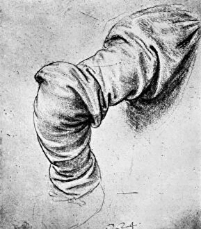 Images Dated 2nd February 2008: Study for the sleeve of the right arm of St Peter, 15th century (1930). Artist: Leonardo da Vinci