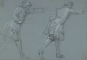 Images Dated 13th July 2020: Study of Two Soldiers Swordfighting, 17th century. Creator: Adam Frans van der Meulen