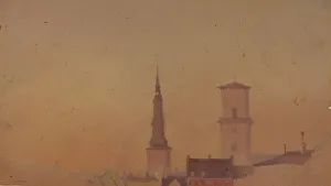 Copenhagen Kobenhavn Denmark Prints: Study of the Spires of Petri Church and Church of Our Lady