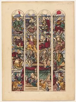 Achille Devéria Gallery: Study for Four Stained Glass Windows Genealogie dAbraham, 1844