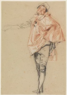 Black And White Chalk Prints: Study of a Standing Dancer with an Outstretched Arm