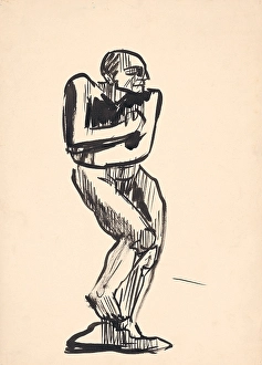Vulnerability Prints: Study of a standing male nude, 1930s. Creator: Arnold Peter Weisz-Kubincan