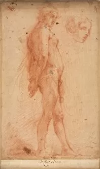 Study of a Standing Male Nude, with a Study of Head in Three-Quarter Profile, c. 1640