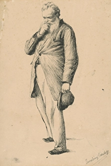Pensive Prints: Study of a standing old man I. 1885-1890. Creator: Teodor Zemplenyi