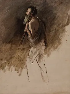 Oil On Paper Prints: Study for Standing Shepherd, 1831 or 1832. Creator: Thomas Cole