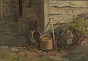 Potatoes Prints: Study of a Treebucket with Potatoes, 1860. Creator: Anders Monsen Askevold