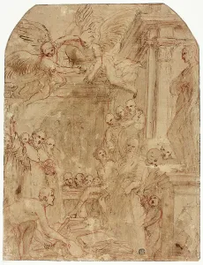 Dominic De Guzman Prints: Study for the Trial of Saint Dominic's and Albigensian Books by Fire