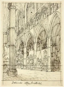 Auguste Pugin Prints: Study for Westminster Abbey, from Microcosm of London, c. 1809