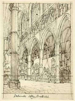 Westminster London England Gallery: Study for Westminster Abbey, from Microcosm of London, c. 1809