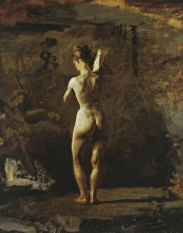 Thomas Cowperthwait Eakins Gallery: Study for 'William Rush Carving His Allegorical Figure of the Schuylkill River'