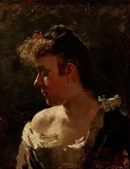 Neckline Prints: Study of a Woman, 1888. Creator: Stanislaw Fabijanski