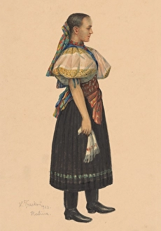 Ladislav Prints: Study of a woman from Habina, 1923. Creator: Ladislav Treskon