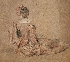 Images Dated 19th September 2005: Study of a woman seen from the back by Jean-Antoine Watteau, 1716-1718. Artist: Jean-Antoine Watteau