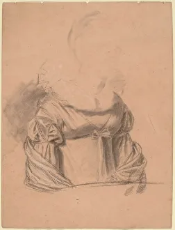 Heightened Prints: Study of a Woman's Dress, probably c. 1820. Creator: John Vanderlyn