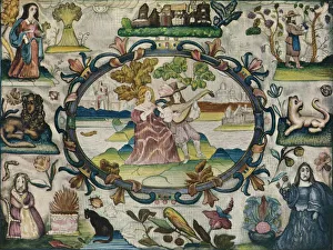 Stump Work Picture, Jacobean Period, c1615