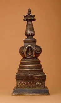 Stupa (Tibetan: Chöten) with Relics (image 1 of 2), 15th century. Creator: Unknown