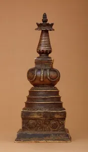 Stupa (Tibetan: Chöten) with Relics (image 2 of 2), 15th century. Creator: Unknown