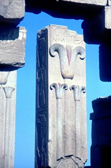 Lotus Prints: Stylised lotus plants on a column, Temple of Amun, Karnak, Egypt