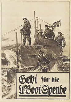 Stower Prints: Give to the Submarine Donation. Poster, 1917. Artist: Stower, Willy (1864-1931)