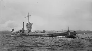 Submarine Prints: Submarine U-10 at full speed, between c1914 and c1915