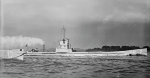 Submarine Prints: Submarine U-7 at full speed, between c1914 and c1915