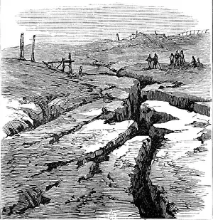 Dangerous Prints: Subsidence of land at the Northwich Salt-Mines, 1881. Creator: Unknown