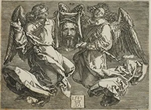 A Durer Prints: Sudarium Displayed by Two Angels, c. 1568. Creator: Jan Wierix