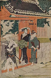 A Sudden Shower at the Mimeguri Inari Shrine, 1787. Artist: Torii Kiyonaga