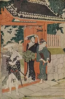 Shower Collection: A Sudden Shower at the Mimeguri Inari Shrine, 1787. Artist: Torii Kiyonaga