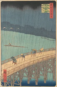 Sudden Shower over Shin-Ohashi Bridge and Atake (Ohashi Atake no yudachi), from the series... 1857. Creator: Ando Hiroshige