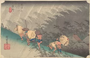 Reisho Tokaido Gallery: Sudden Shower in Shono, ca. 1833-34. ca. 1833-34. Creator: Ando Hiroshige