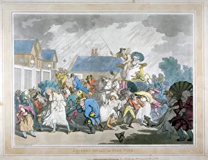 Squall Prints: A Sudden Squall in Hyde Park, London, 1791. Artist: Thomas Rowlandson