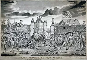 Guildhall Library Art Gallery: A sudden surprize to the City Militia... 1774. Artist: John Nixon
