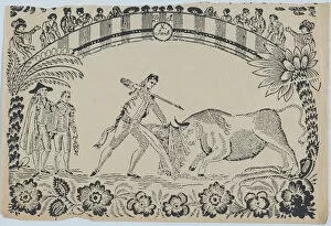 Floral Design Collection: Suerte X: A torero prepares to stab the bull, ca. 1850-80. ca. 1850-80. Creator: Anon