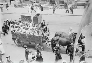 Political Activist Prints: Suffrage Hay Wagon, between c1910 and c1915. Creator: Bain News Service