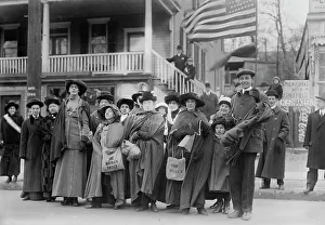 Us Flag Prints: Suffrage hike to Albany, 1/1/14, 1914. Creator: Bain News Service