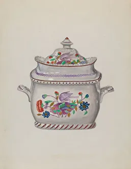 Domestic Equipment Prints: Sugar Bowl, c. 1936. Creator: John Cutting