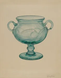 Aquamarine Prints: Sugar Bowl, c. 1940. Creator: Rolland Livingstone